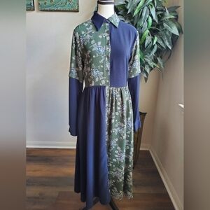 PAMELA LOVE Paisley Patchwork Dress Green Floral XS